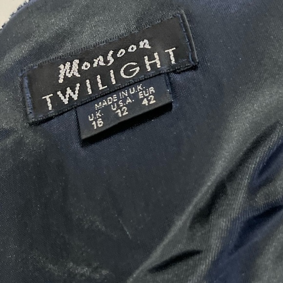 Vintage Monsoon Twilight Velvet Dress UK 16 US 12 Runs Small Prom Evening Gown - Picture 12 of 12